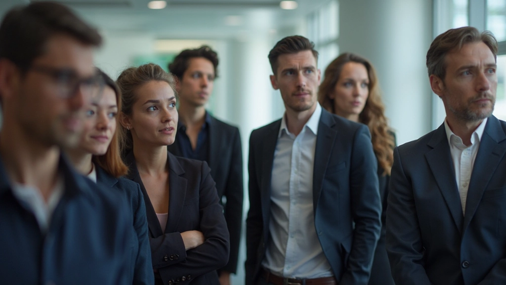 Groep van vier diverse professionals luistert aandachtig naar collega's presentatie met concentratie