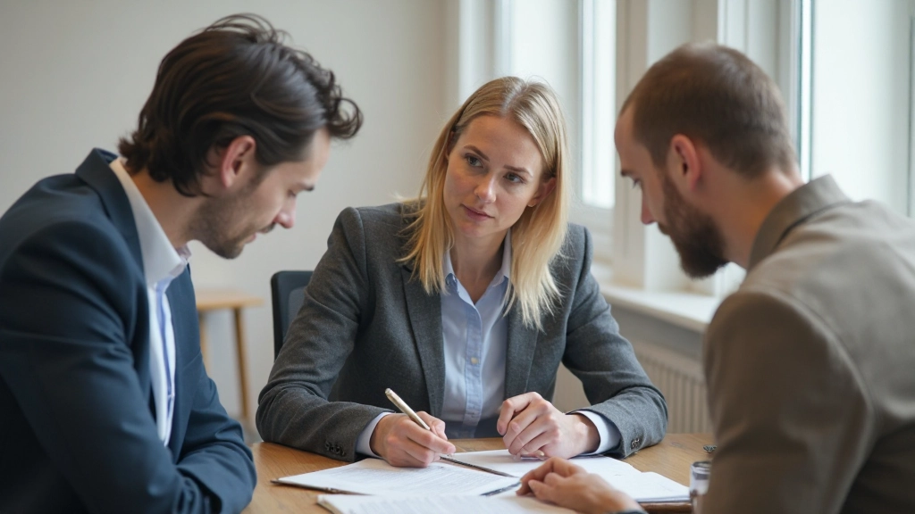 Professioneel kantooromgeving met teamleden die samenwerken aan een project met notitieblokken en laptops